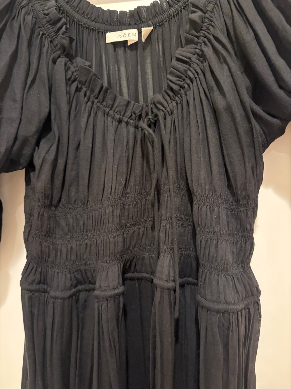 Doen Black Midi Dress with Puff Sleeves - Picture 6 of 9